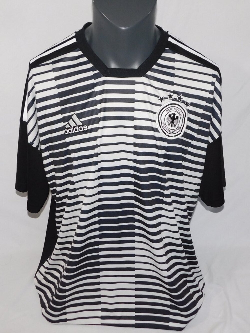 Adidas Parley 2018-2019 Germany Pre Match Soccer Jersey Black White Men 2XL XXL